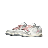 Custom Air Jordan 1 Grey White Sliver Pink Low