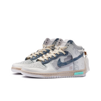 Custom Air Jordan 1 White Grey With Blue Denim Fabric