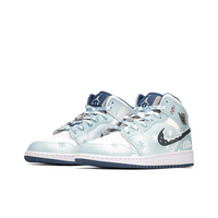 Custom Air Jordan 1 Blue White Snowflakes