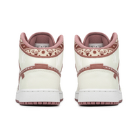 Custom Air Jordan 1 White Red Elk Print Mid