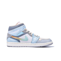 Custom Air Jordan 1 Blue Grey Fonts Mid