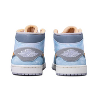 Custom Air Jordan 1 Blue Grey Fonts Mid