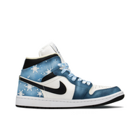 Custom Air Jordan 1 Dark Blue Black White Snowflakes