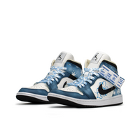 Custom Air Jordan 1 Dark Blue Black White Snowflakes