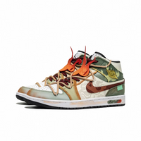 Custom Air Jordan 1 Green Orange Brown-red