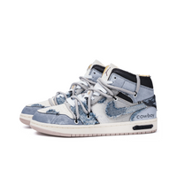 Custom Air Jordan 1 Blue Grey Denim Fabric