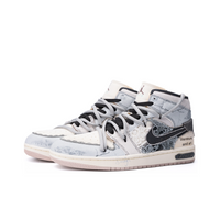Custom Air Jordan 1 Dull Blue Black Embroidering