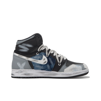 Custom Air Jordan 1 Black Grey Blue Graffiti High