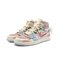 Custom Air Jordan 1 Color Geometric Splicing Pink Blue