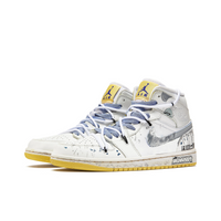 Custom Air Jordan 1 White Grey Graffiti Yellow High