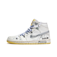 Custom Air Jordan 1 White Grey Graffiti Yellow High