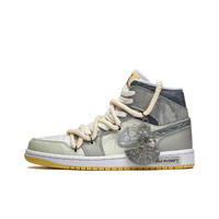 Custom Air Jordan 1 Grey Green Yellow Landscape Painting