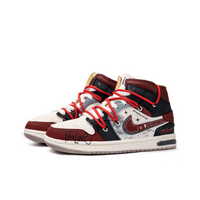 Custom Air Jordan 1 Red Black Dull Blue Graffiti