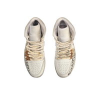 Custom Air Jordan 1 Beige Khaki Grey Graffiti