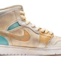 Custom Air Jordan 1 Green Orange Off White Deer Pattern