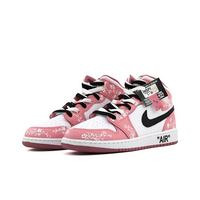 Custom Air Jordan 1 Pink Black White Floral Print