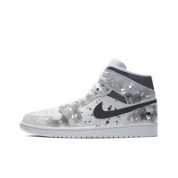Custom Air Jordan 1 Black White Grey Ink Splash