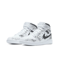 Custom Air Jordan 1 Black White Grey Ink Splash