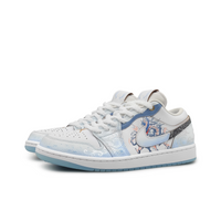 Custom Air Jordan 1 Light Blue White Gradient Mythical Animal Low