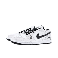 Custom Air Jordan 1 White Black Ink Splash Low