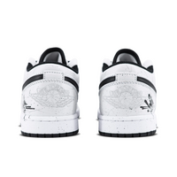 Custom Air Jordan 1 White Black Ink Splash Low