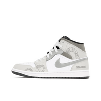 Custom Air Jordan 1 White Light Grey Snake Pattern