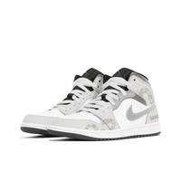 Custom Air Jordan 1 White Light Grey Snake Pattern