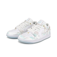 Custom Air Jordan 1 White Cyan-blue Pink Gradient Graffiti