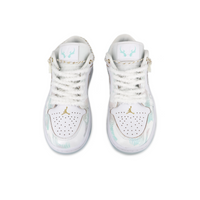Custom Air Jordan 1 White Cyan-blue Pink Gradient Graffiti
