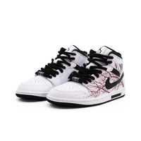 Custom Air Jordan 1 White Black Pink Plum Blossoms In Bloom