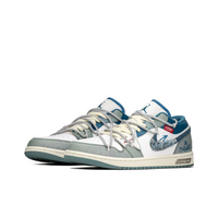 Custom Air Jordan 1 Blue Denim Fabric White Low