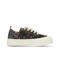 Custom Sneaker Black Dark Brown Checkered Stars