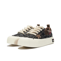 Custom Sneaker Black Dark Brown Checkered Stars