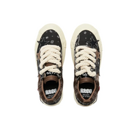 Custom Sneaker Black Dark Brown Checkered Stars