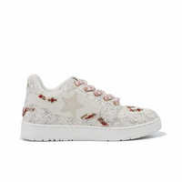 Custom Sneaker White Stars Red Embellishment