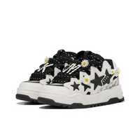 Custom Sneaker Stars Black White With Little Daisies