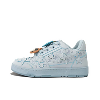 Custom Sneaker Light Blue Stars And Butterflies
