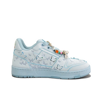 Custom Sneaker Light Blue Stars And Butterflies
