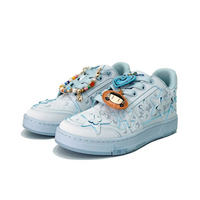 Custom Sneaker Light Blue Stars And Butterflies