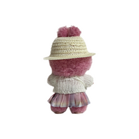 Custom Labubu Straw Hat White Sweater Pink JK Skirt