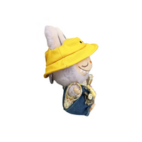 Custom Labubu Yellow Duck Hat Beige Clothes Blue Overalls