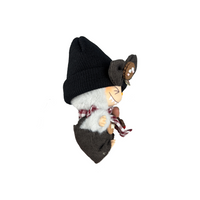 Custom Labubu Black Hat Red Plaid Scarf Black Overalls