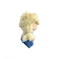 Custom Labubu Khaki Bucket Hat And Blue Overalls