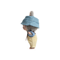 Custom Labubu Blue Hat And Clothes Khaki Overalls