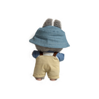Custom Labubu Blue Hat And Clothes Khaki Overalls
