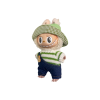 Custom Labubu Green Plaid Hood White Green Striped Clothes Blue Overalls