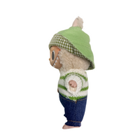 Custom Labubu Green Plaid Hood White Green Striped Clothes Blue Overalls