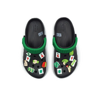 Custom Crocs Black With Green Shoelaces Money Theme