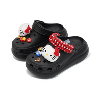 Custom Crocs Black With Red Love Heart Lace Hello Kitty Theme