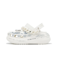 Custom Crocs White Gray Hand Drawn Flowers